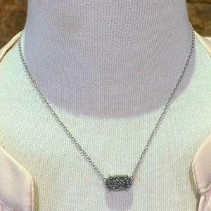 Kendra Scott Platinum Drusy and Silver Necklace